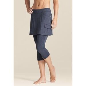 Athleta Womens Size Medium Tall Athleta Contender 2-in-1 Skirt Legging Navy Blue